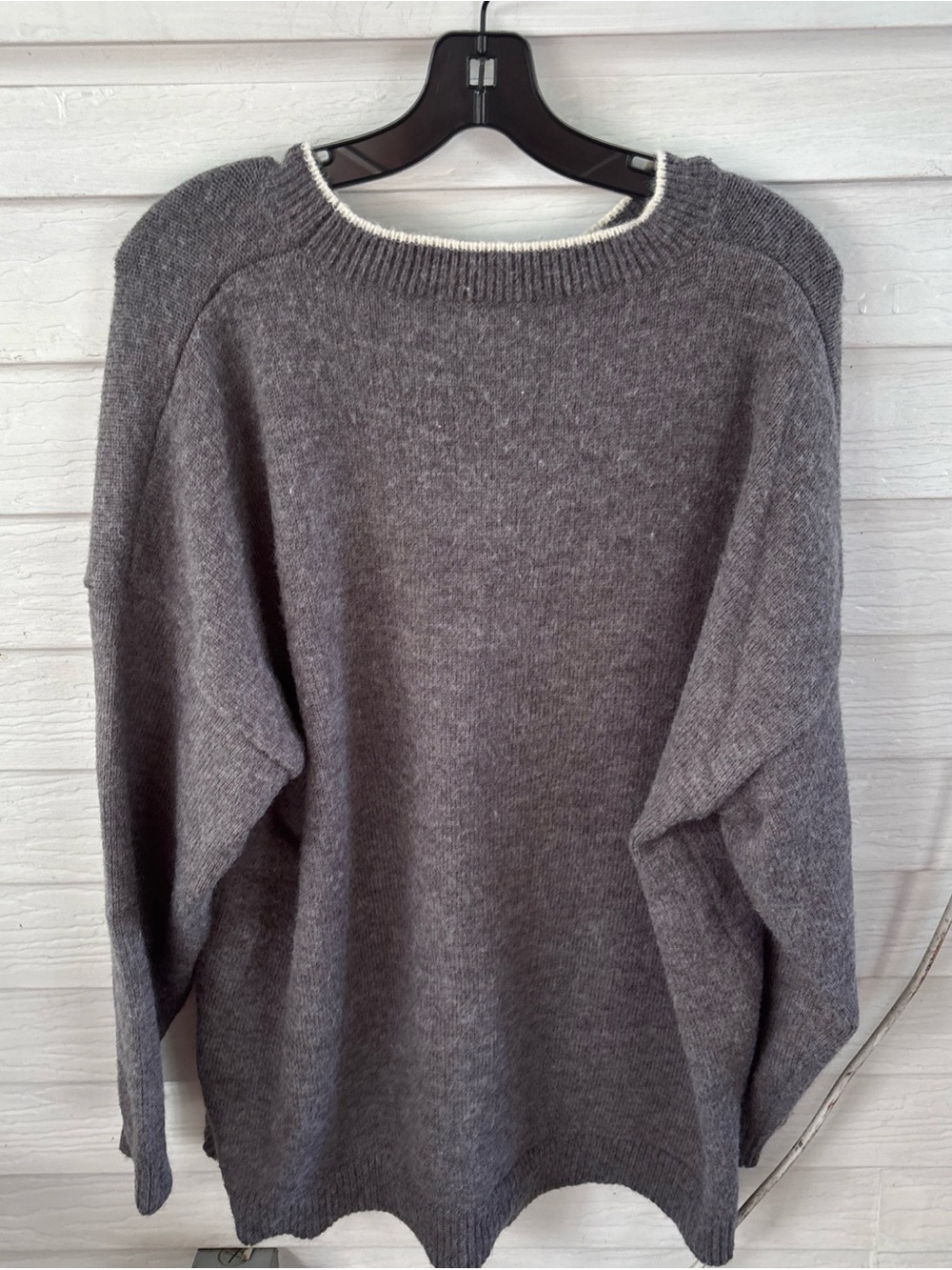 BloomChic Gray Crewneck Sweater with White Daisy and Yellow Center - Picture 3 of 4